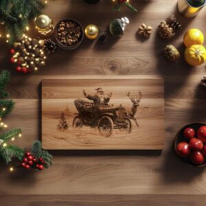 Santa on Vintage Car Charcuterie Board Engraving -