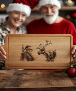 Santa & Reindeer Charcuterie Board Engraving | Christmas