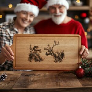 Santa & Reindeer Charcuterie Board Engraving | Christmas