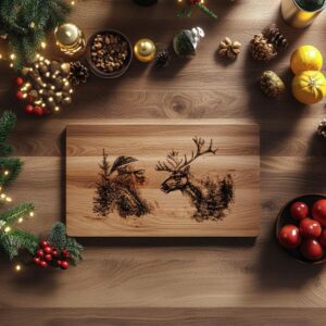 Santa & Reindeer Charcuterie Board Engraving | Christmas