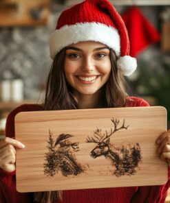 Santa & Reindeer Charcuterie Board Engraving | Christmas