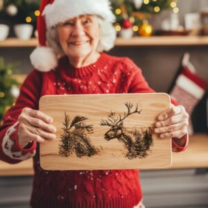 Santa & Reindeer Charcuterie Board Engraving | Christmas