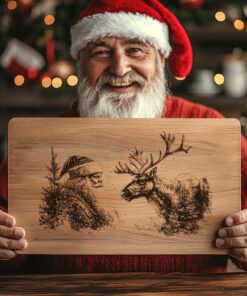 Santa & Reindeer Charcuterie Board Engraving | Christmas