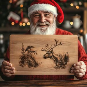 Santa & Reindeer Charcuterie Board Engraving | Christmas