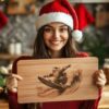 Santa Surfing Charcuterie Board Laser Engraving | PNG