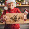 Santa Surfing Charcuterie Board Laser Engraving | PNG