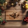 Santa Surfing Charcuterie Board Laser Engraving | PNG