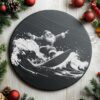 Santa Surfing Schiefer-Käsebrett | Lasergesteuerte Weihnachtsdatei