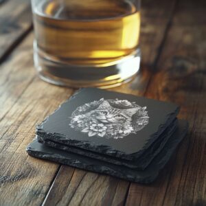 Slate Coaster File | Cat 3D Illusion PNG