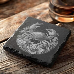 Slate Coaster File | Crab & Flower 3D