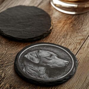 Slate Coaster File | Dog & Flower 3D