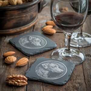 Slate Coaster File | Dog & Flower 3D