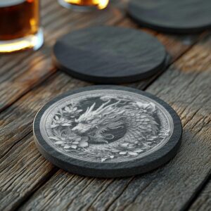 Slate Coaster File | Dragon 3D Illusion PNG