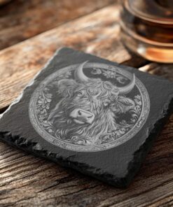 Slate Coasters Datei | Highland Cow 3D Illusion