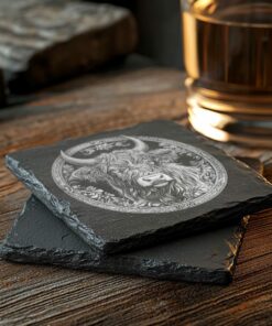 Slate Coasters Datei | Highland Cow 3D Illusion