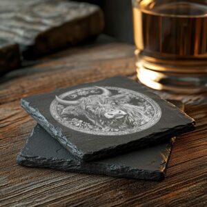 Slate Coaster File | Highland Cow 3D Illusion