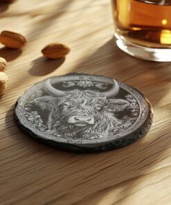 Slate Coasters Datei | Highland Cow 3D Illusion