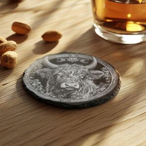 Slate Coaster File | Highland Cow 3D Illusion