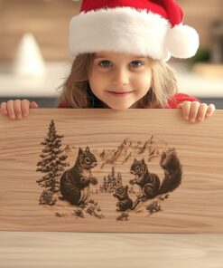 Squirrel Family Charcuterie Board | Christmas Laser Engraving