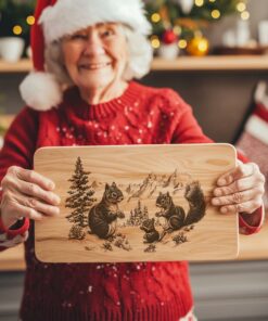 Squirrel Family Charcuterie Board | Christmas Laser Engraving