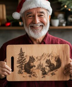 Squirrel Family Charcuterie Board | Christmas Laser Engraving