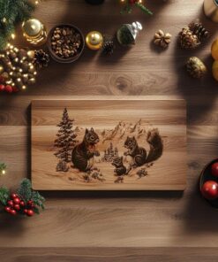 Squirrel Family Charcuterie Board | Christmas Laser Engraving