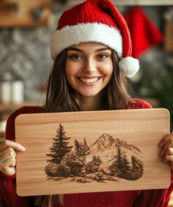 Squirrel Family Charcuterie Board Engraving | Christmas Decor