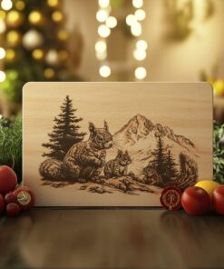 Squirrel Family Charcuterie Board Engraving | Christmas Decor