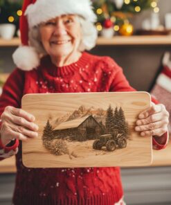 Winter Barn & Tractor Charcuterie Board Laser Engraving