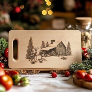 Winter House & Snowman Charcuterie Board Engraving |