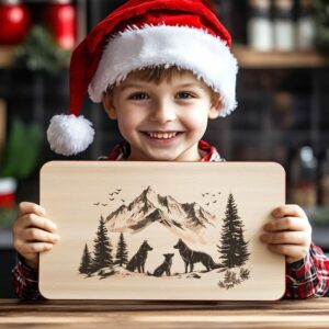 Wolf Family Charcuterie Board | Christmas Laser Engraving