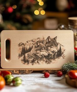 Wolf Family Charcuterie Board Engraving | Christmas Kitchen