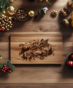 Wolf Family Charcuterie Board Engraving | Christmas Kitchen