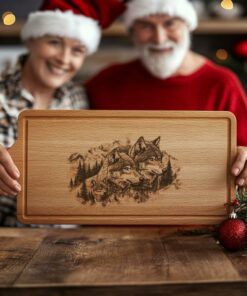 Wolf Family Charcuterie Board Engraving | Christmas Kitchen