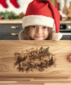 Wolf Family Charcuterie Board Engraving | Christmas Kitchen