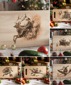 6 Christmas Charcuterie Board Engravings, Funny Santa Claus