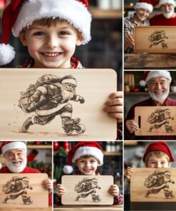 6 Christmas Charcuterie Board Engravings, Funny Santa Claus