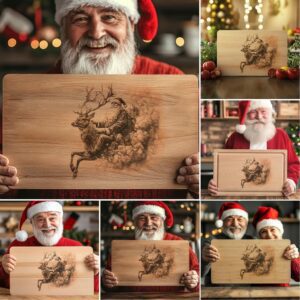 6 Christmas Charcuterie Board Engravings, Funny Santa Claus