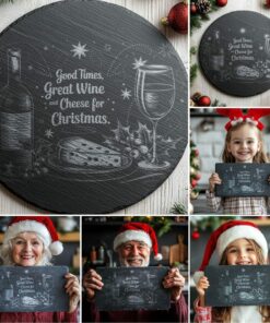 6 Christmas Cheese Board Engraving Files Bundle, Family