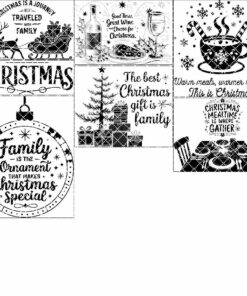 6 Christmas Cheese Board Engraving Files Bundle, Family