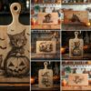 6 Halloween Charcuterie Board Engraving Files Bundle, Spooky