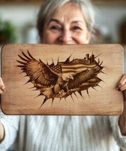 American Eagle Flag Charcuterie Board Engraving, 3D Illusion