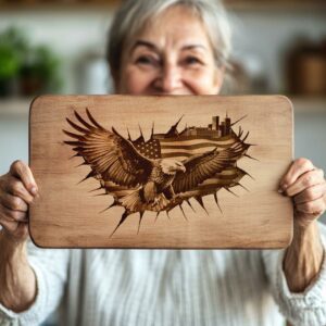 American Eagle Flag Charcuterie Board Engraving, 3D Illusion