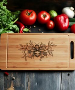 Bee and Flower Charcuterie Board Engraving File |