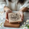 Gravure de sous-verre en bois avec chat et