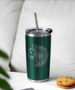 Cat and Flower Tumbler Engraving | SVG Wrap