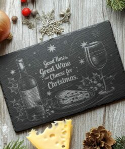 Gravure de planche de fromage de Noël, citation