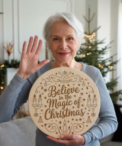 Christmas Round Sign Engraving, Believe in the Magic