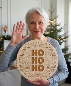 Christmas Round Sign Engraving, Ho Ho Ho |