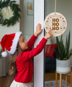 Christmas Round Sign Engraving, Ho Ho Ho |